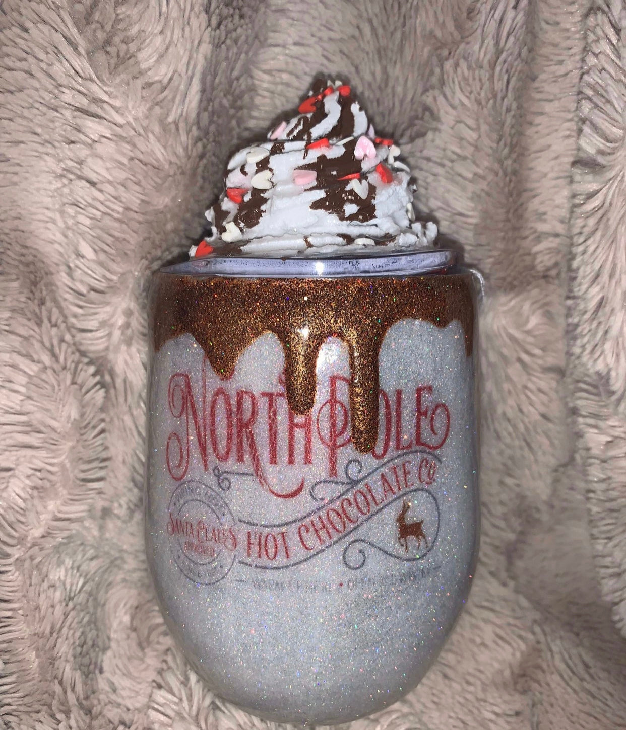 Hot cocoa tumbler with whipped topping